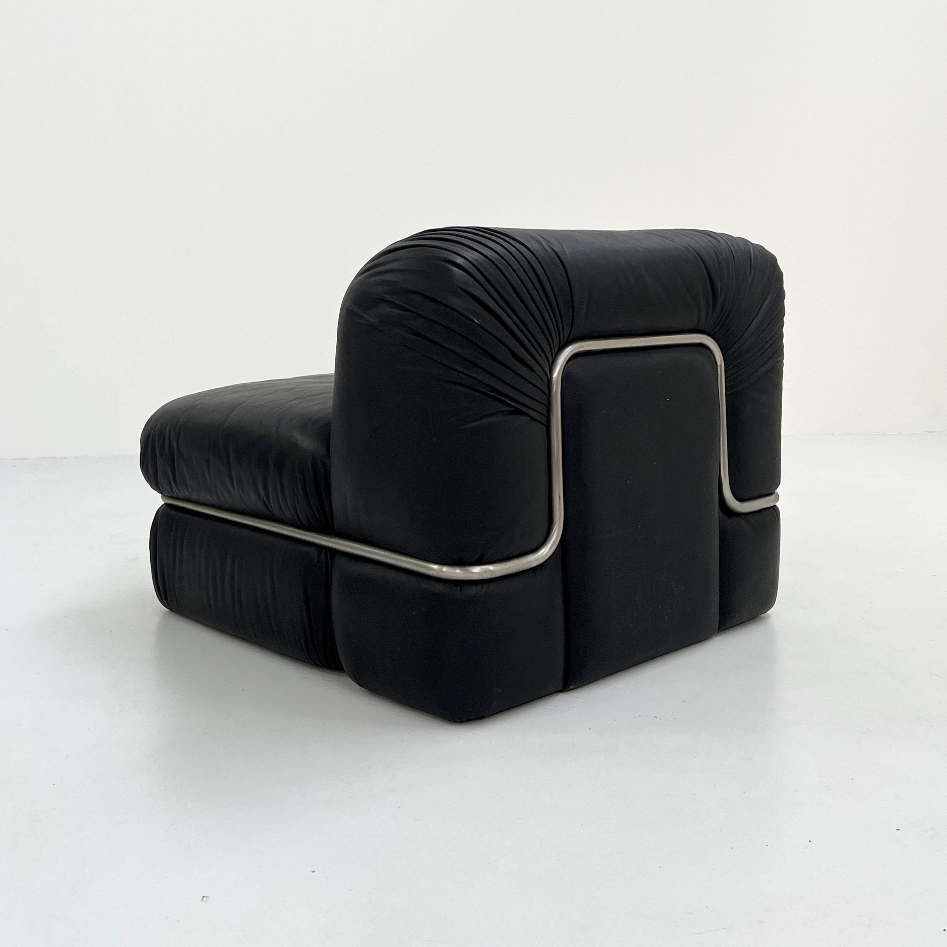 Black Leather Modular Sofa by Rodolfo Bonetto for Tecnosalotto, 1960s 11