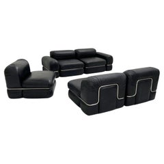 Used Black Leather Modular Sofa by Rodolfo Bonetto for Tecnosalotto, 1960s
