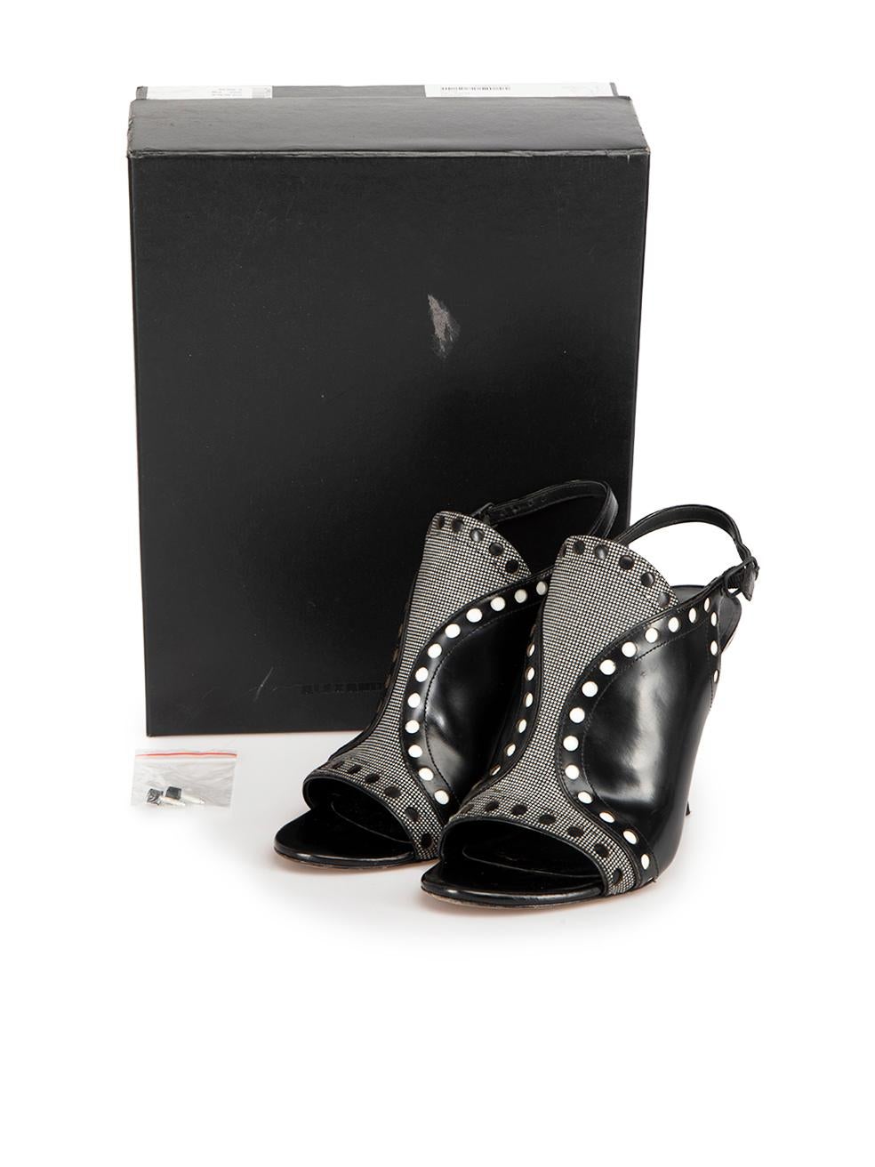 Black Leather Natalya Slingback Heels Size IT 39 For Sale 3