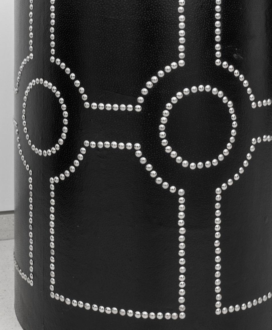 Modern Black Leather Nesting End Table / Storage Box, Set of 2