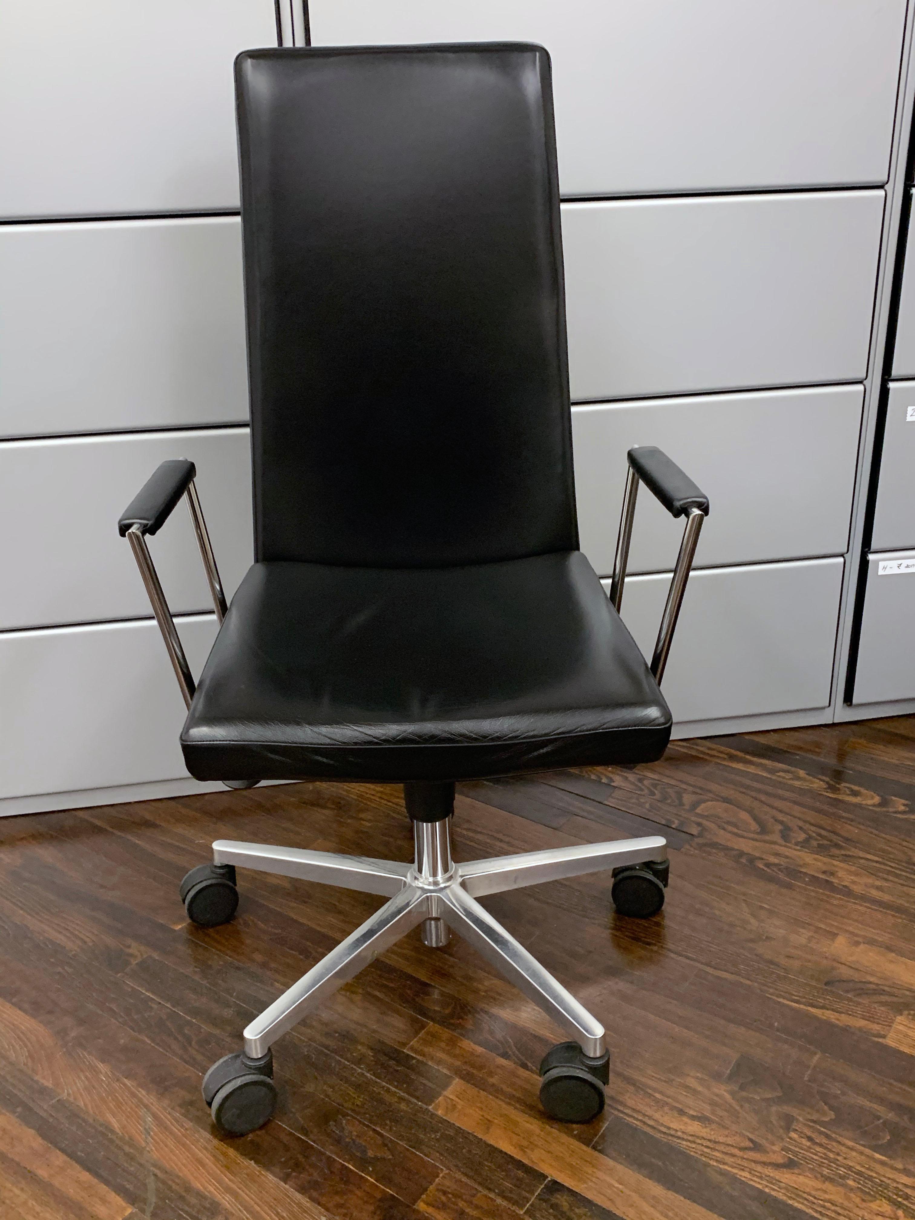 Contemporary Black Leather Office Chair