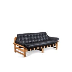 Black Leather Ojai Sofa by Lawson-Fenning