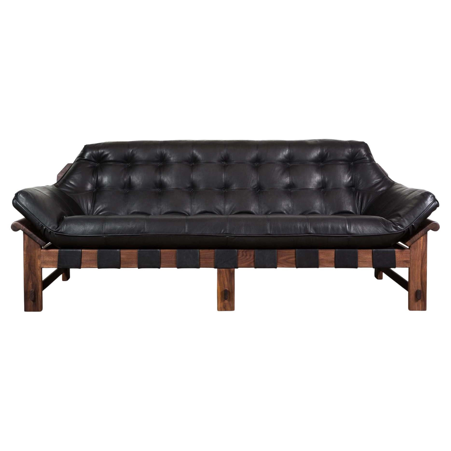 Black Leather Ojai Sofa by Lawson-Fenning For Sale