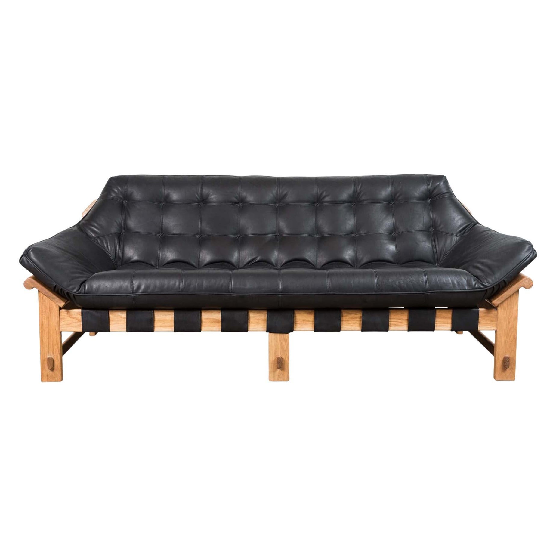 Black Leather Ojai Sofa by Lawson-Fenning