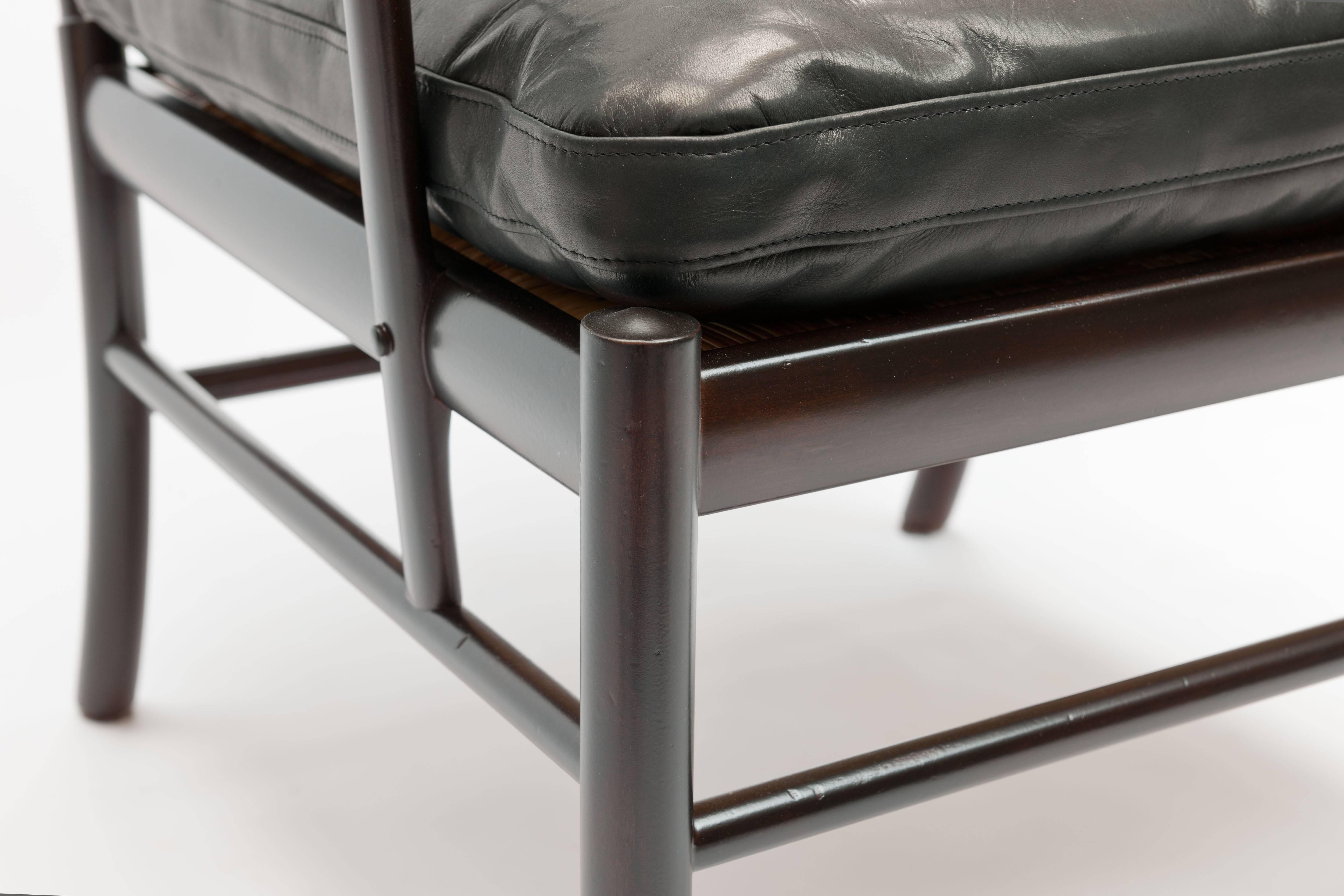 Black Leather Ole Wanscher Colonial Chair by Poul Jeppesen, Denmark 5