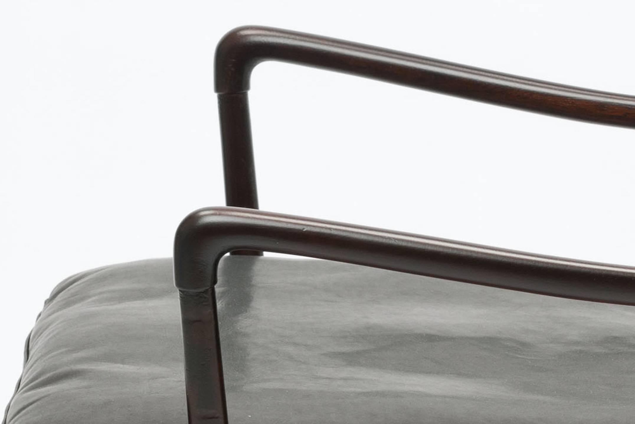 Scandinavian Modern Black Leather Ole Wanscher Colonial Chair by Poul Jeppesen, Denmark