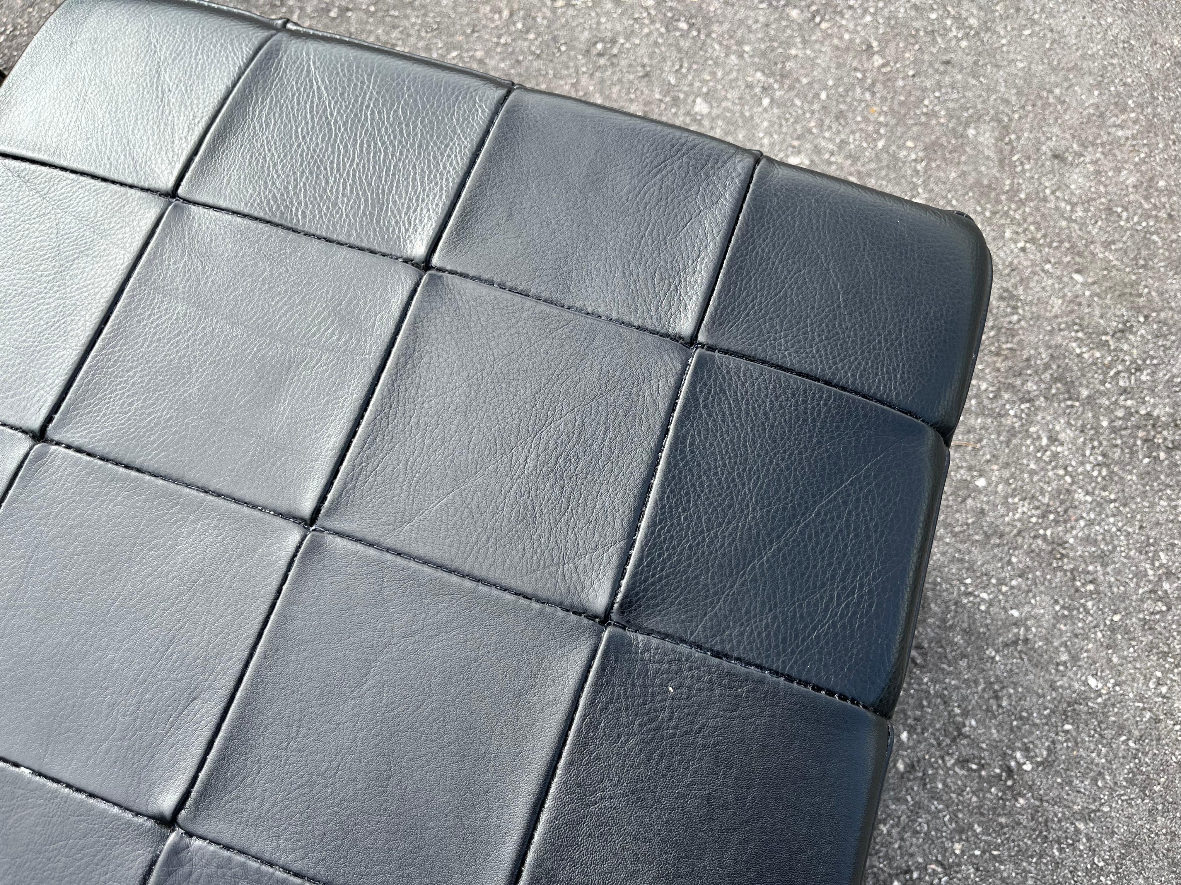 Black Leather Ottoman, Made in Denmark, Leather Patchwork, De Sede Style, Table in vendita 5