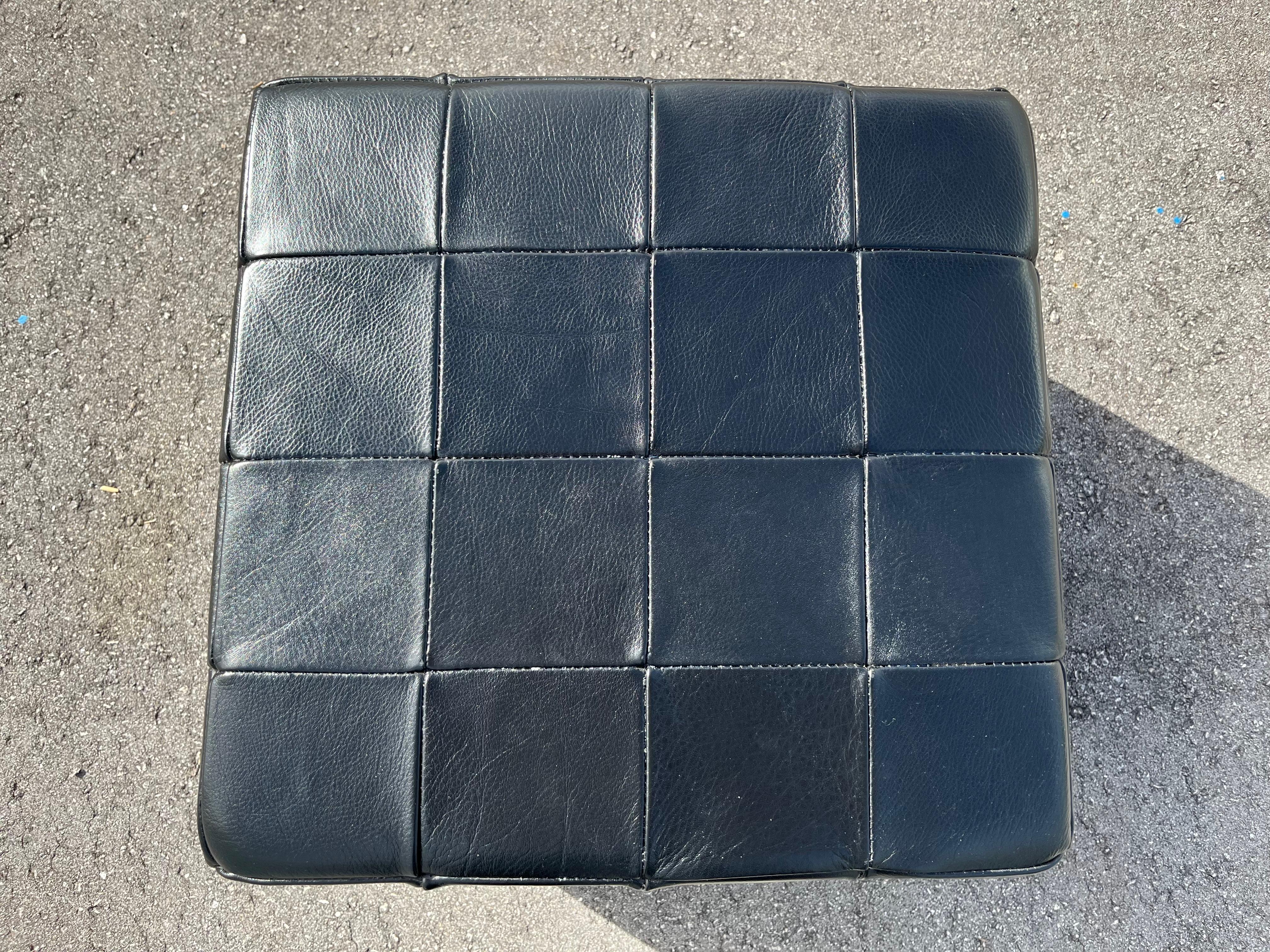 Black Leather Ottoman, Made in Denmark, Leather Patchwork, De Sede Style, Table in vendita 12