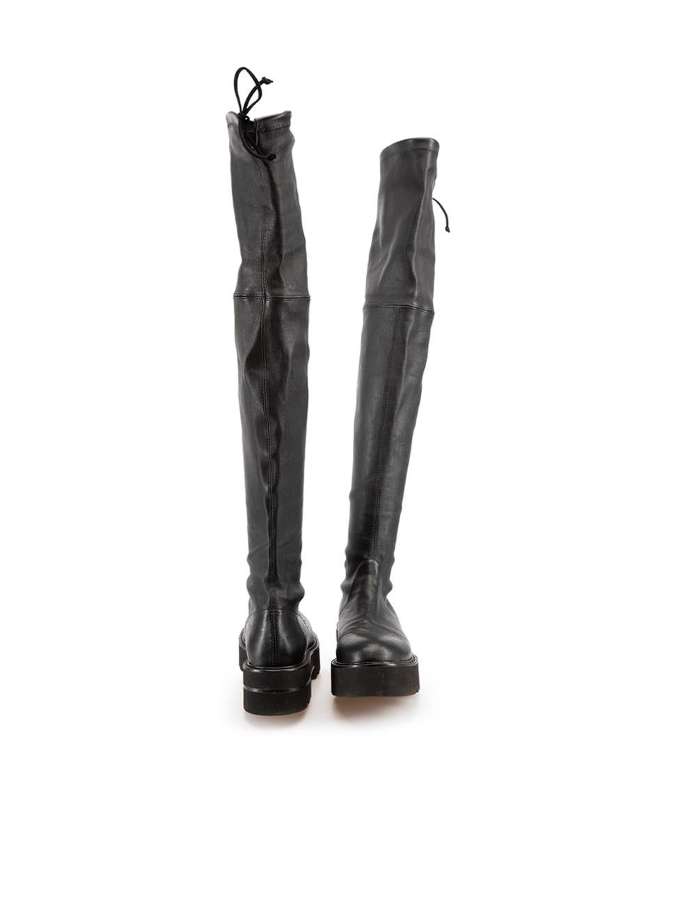 Black Leather Over The Knee Boots Size IT 40 In Good Condition In London, GB