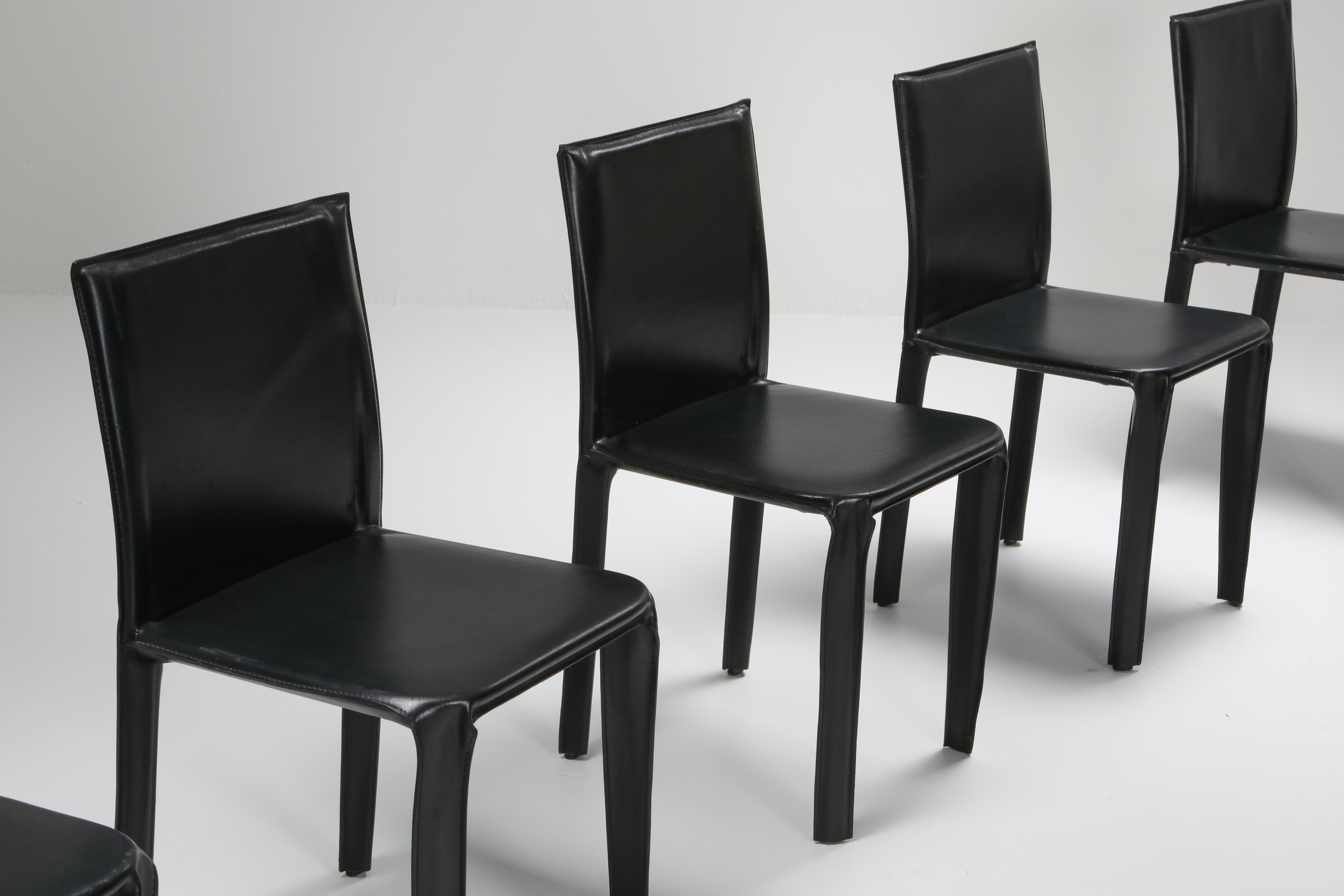 Italian Black Leather 'Pasqualina' CAB Dining Chairs