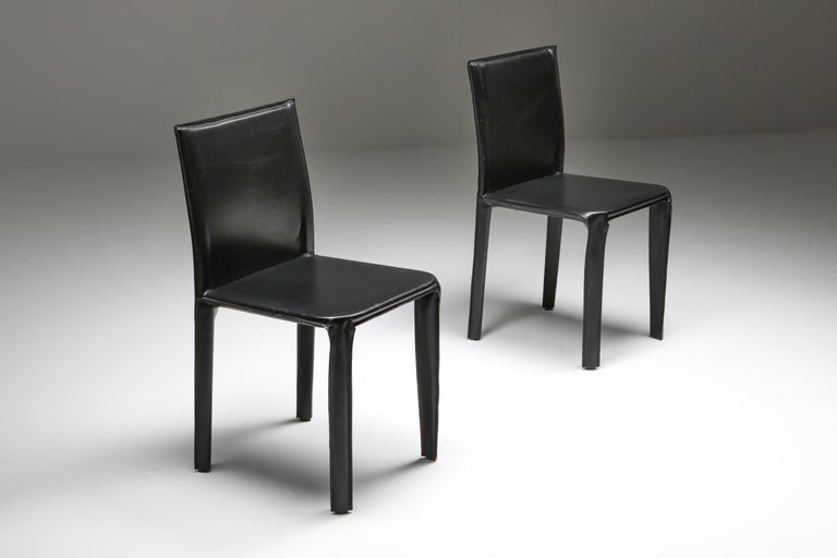 Black Leather 'Pasqualina' CAB Dining Chairs In Good Condition In Antwerp, BE