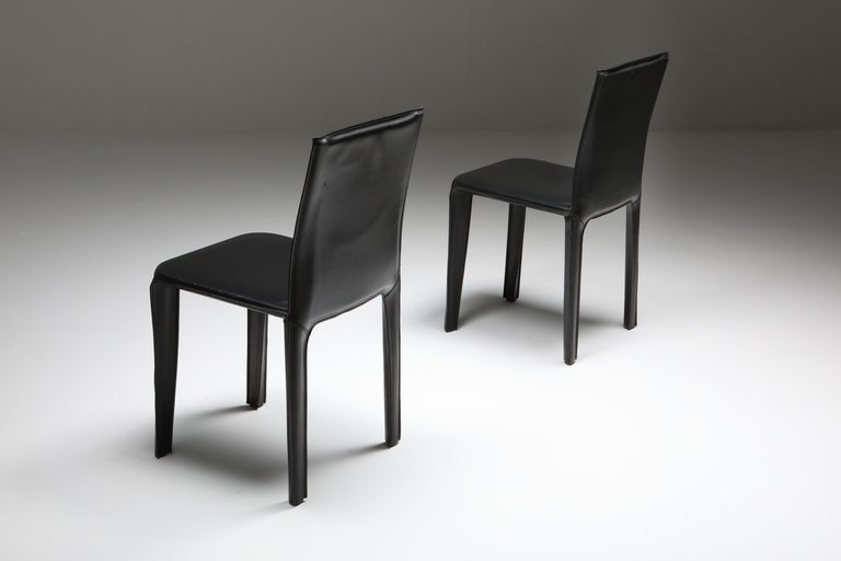 Late 20th Century Black Leather 'Pasqualina' CAB Dining Chairs