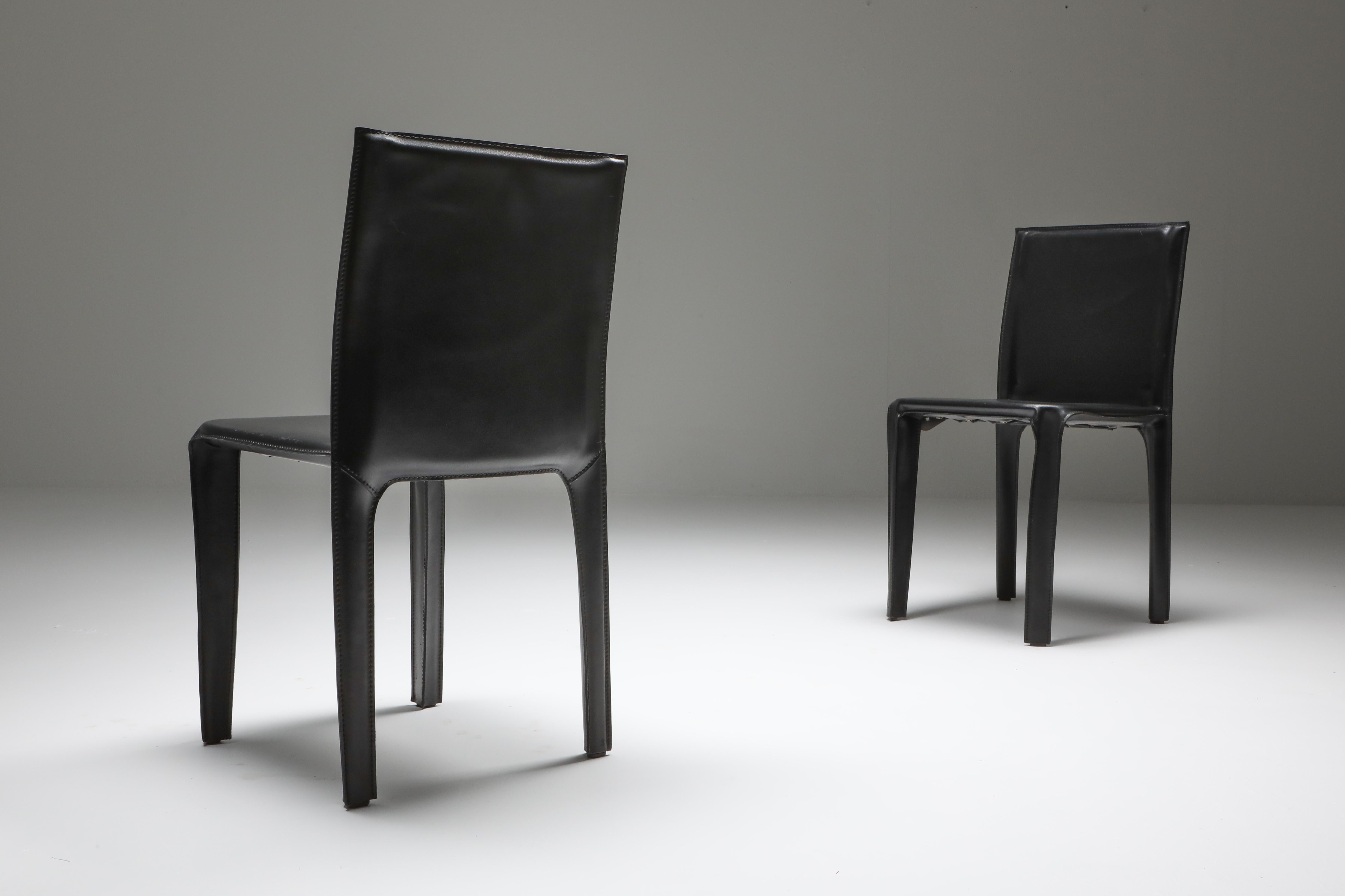 Italian Black Leather 'Pasqualina' CAB Dining Chairs