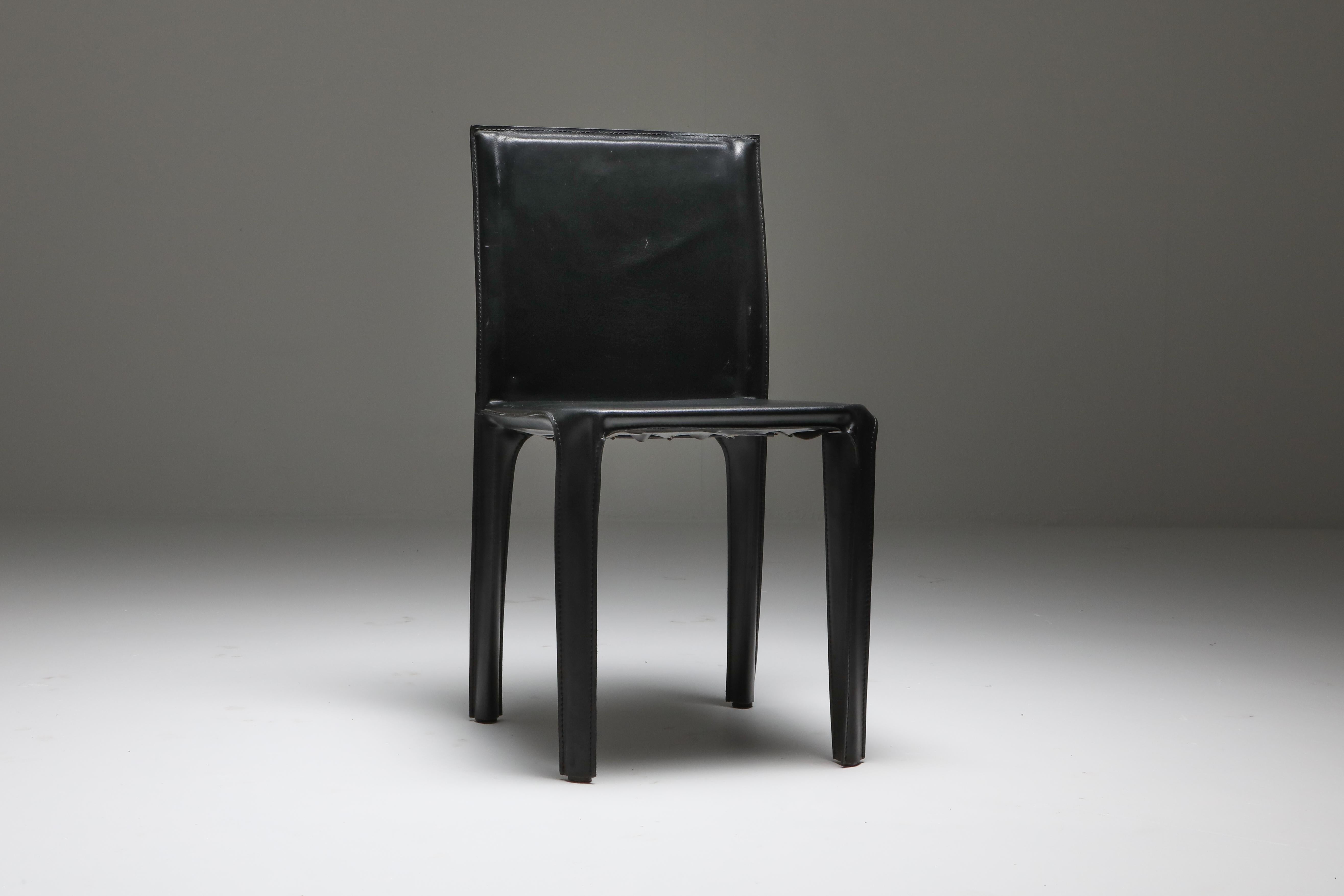 Black Leather 'Pasqualina' CAB Dining Chairs In Good Condition In Antwerp, BE