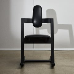 Black Leather Pendulum Chair by Peter Opsvik for Stokke, 1983