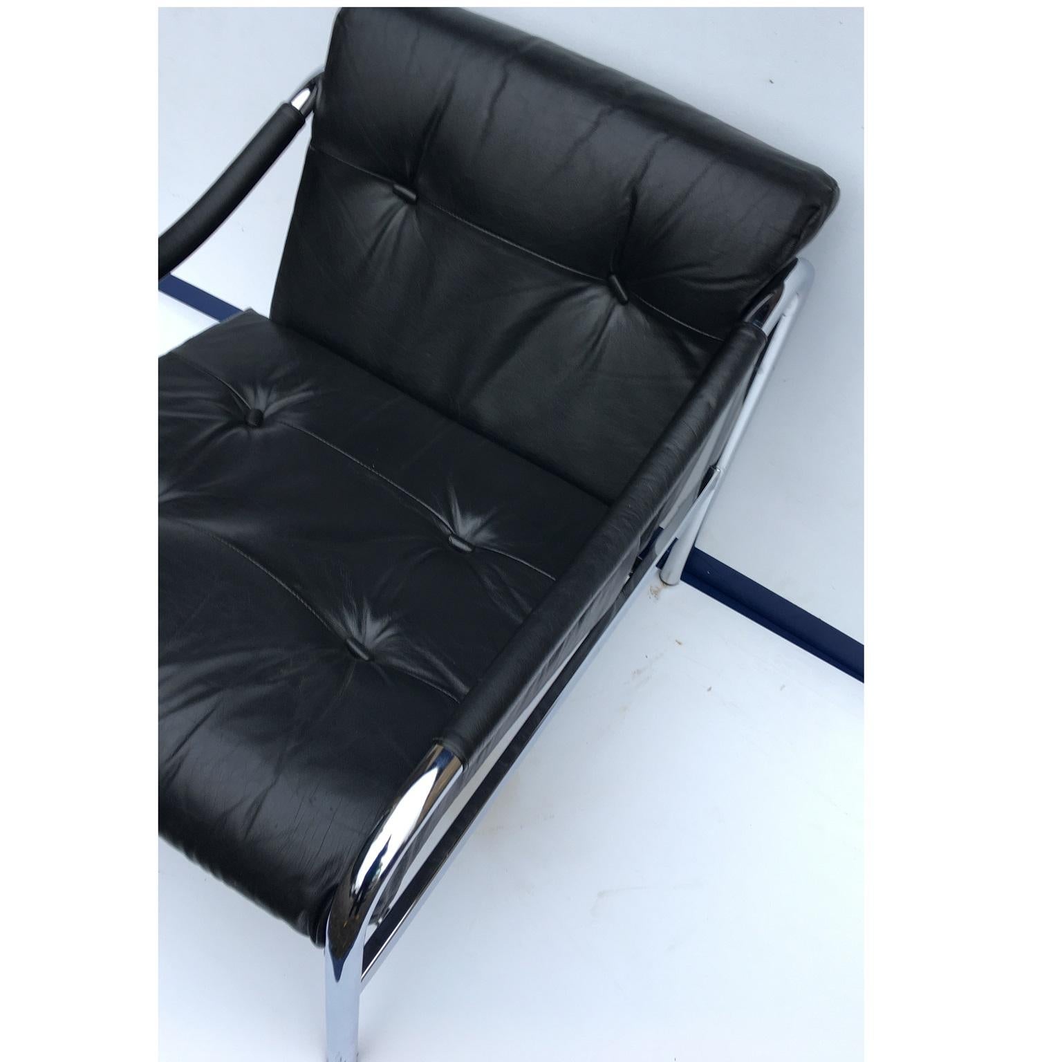 Late 20th Century Black Leather Pieff Chair Designed by Tim Bates, England, circa 1970s