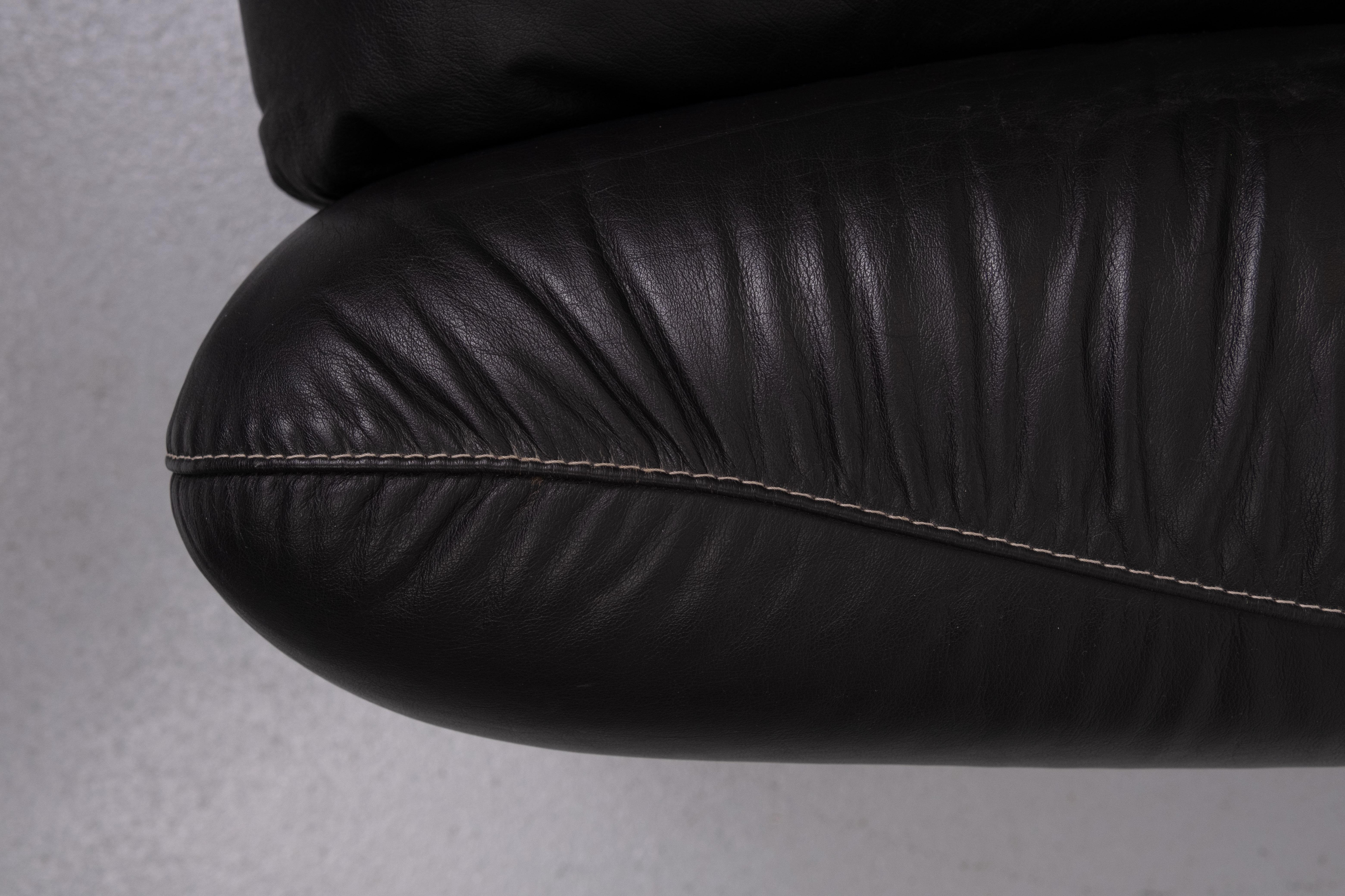 Schwarzes Leder Piumotto  Sofa von Arrigo Arrigoni für Busnelli, Italien, 1970er Jahre im Angebot 6
