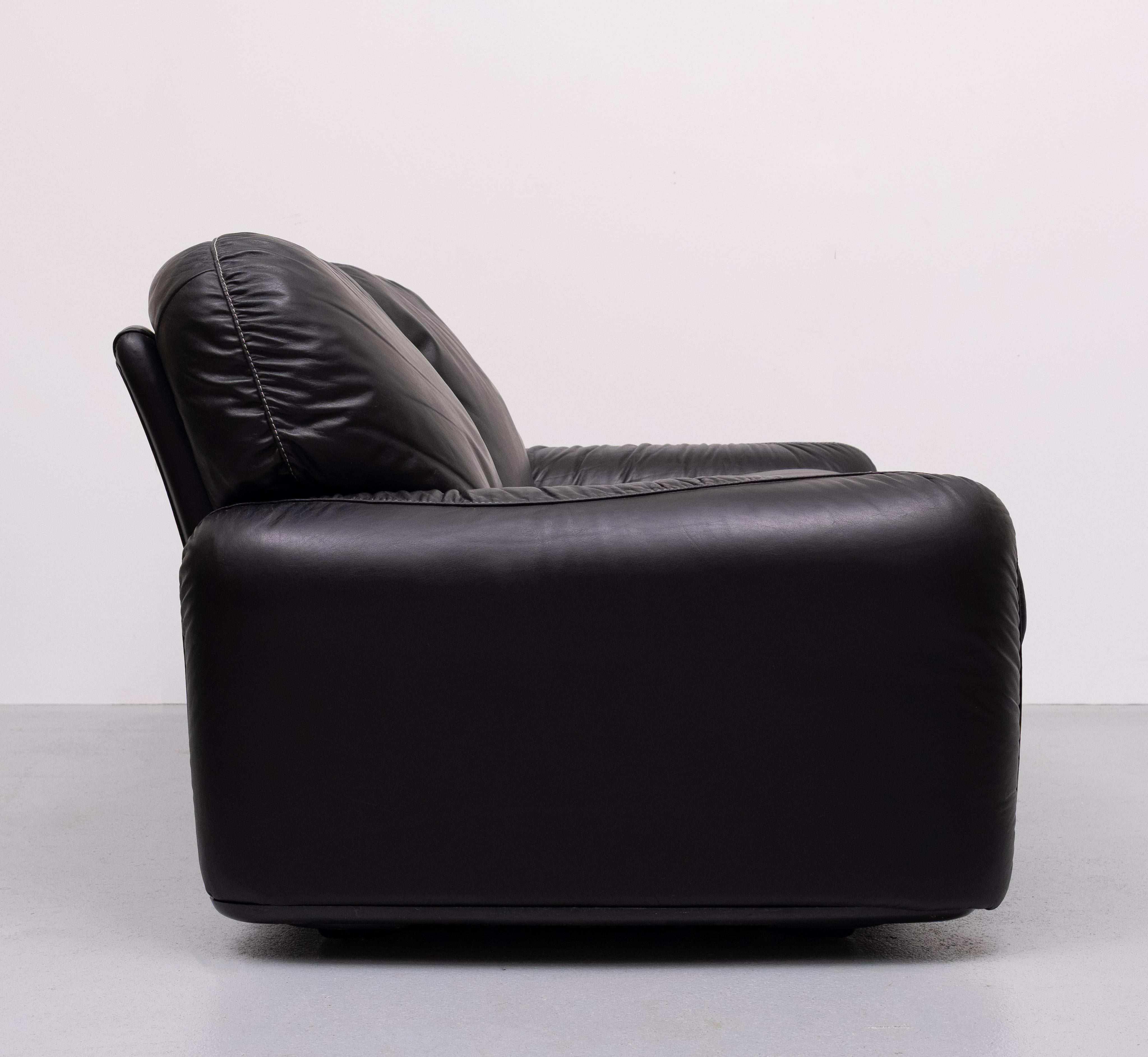 Schwarzes Leder Piumotto  Sofa von Arrigo Arrigoni für Busnelli, Italien, 1970er Jahre im Angebot 7