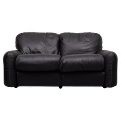 Cuir noir Piumotto  Canapé Arrigo Arrigoni pour Busnelli, Italie, années 1970