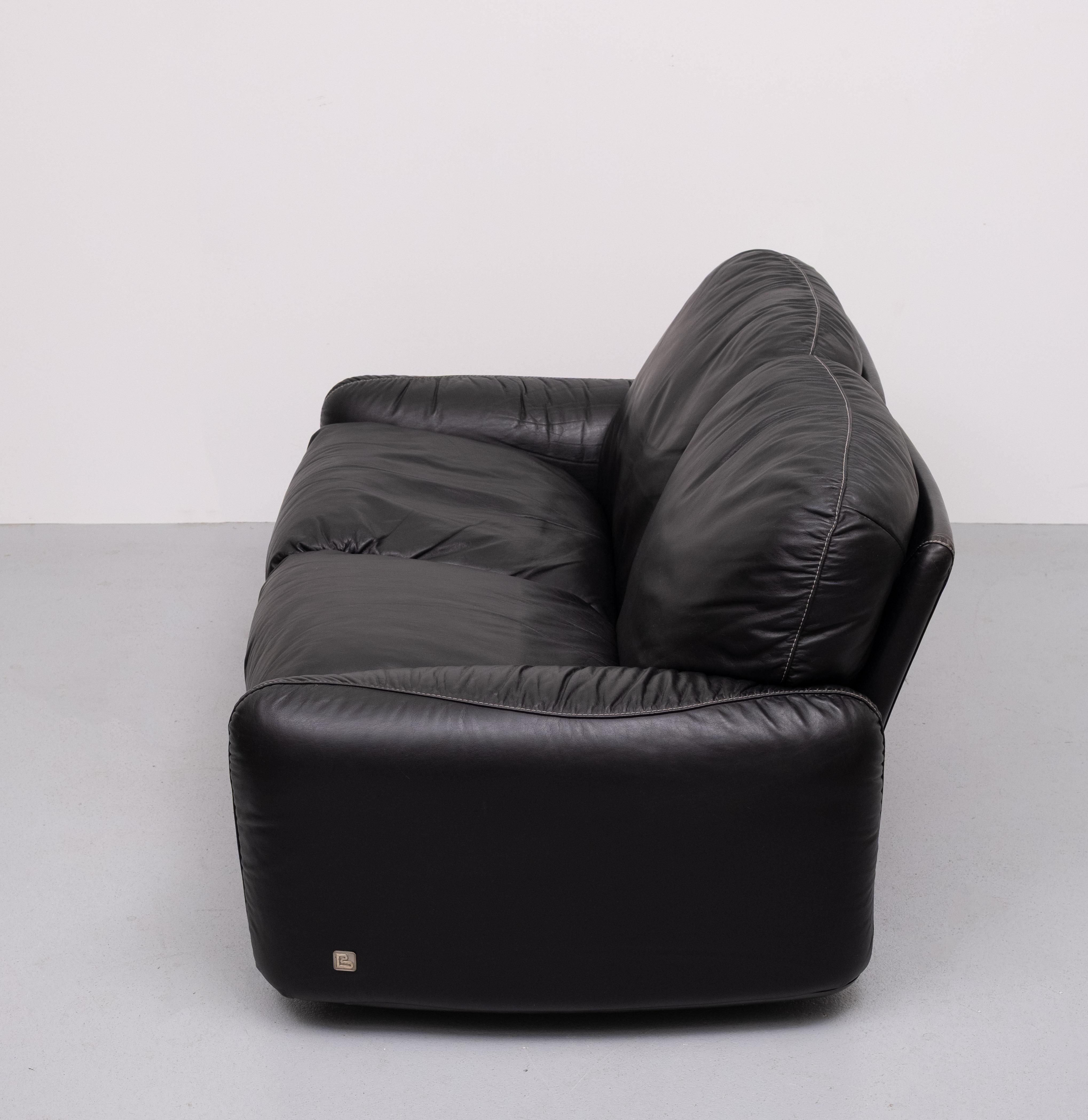 Schwarzes Leder Piumotto  Sofa von Arrigo Arrigoni für Busnelli, Italien, 1970er Jahre im Angebot 3