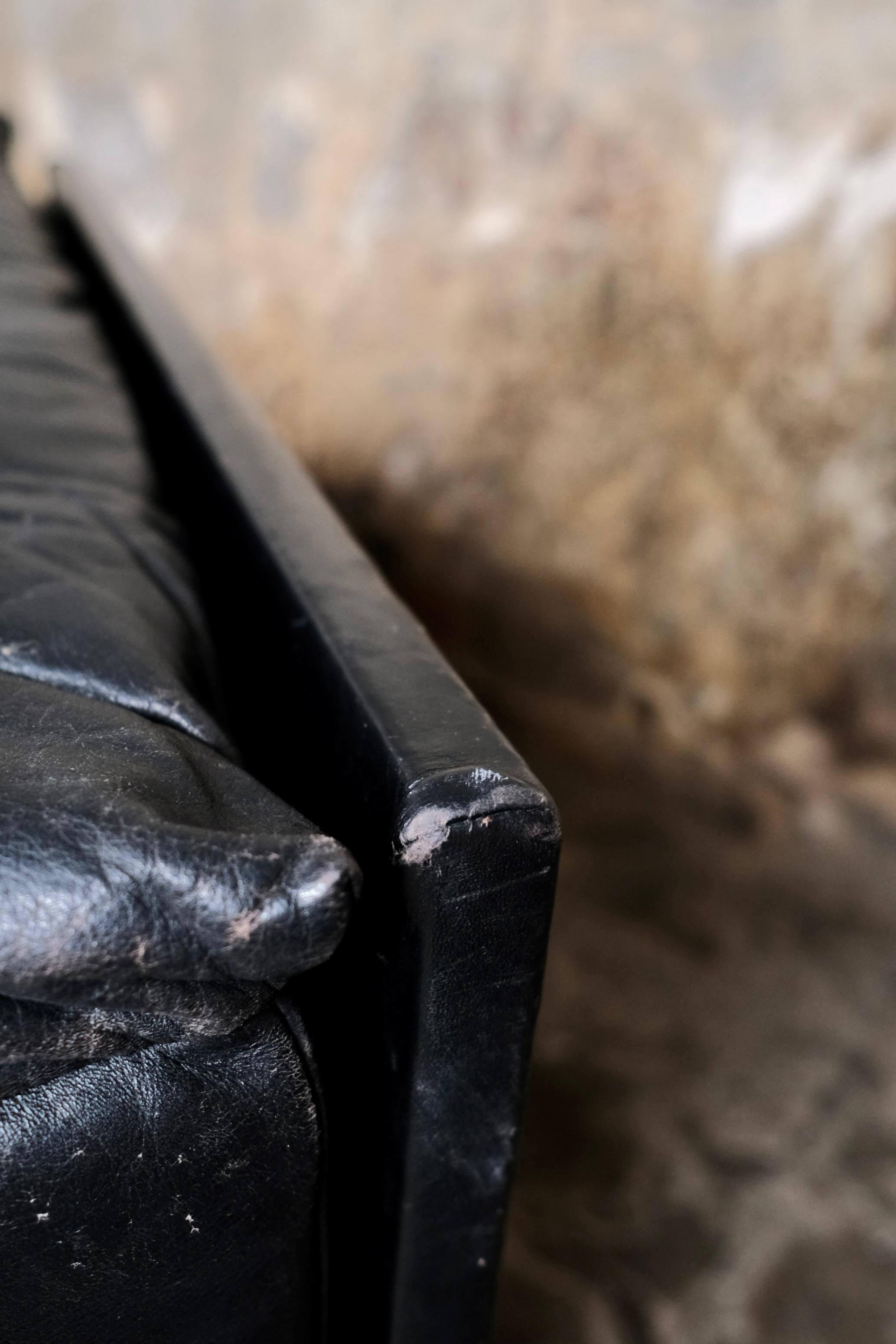 Black leather Player sofa by Hans Hopfer for Roche Bobois, France, 1972 For Sale 10