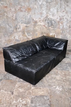 Black leather Player sofa by Hans Hopfer for Roche Bobois, France, 1972