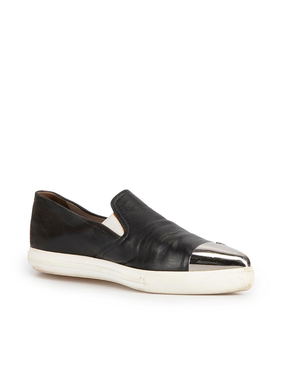 CONDITION is Very good. Minimal wear to shoes is evident. Minimal wear to the rubber soles and metal toecaps of both with scuff marks and scratches. The left shoe also has glue marks at elastic panelling on this used Miu Miu designer resale item.