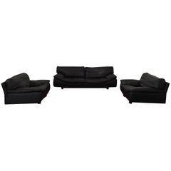 Black Leather Postmodern, Roche Bobois Sofa Set, Living Room Set FINAL SALE!