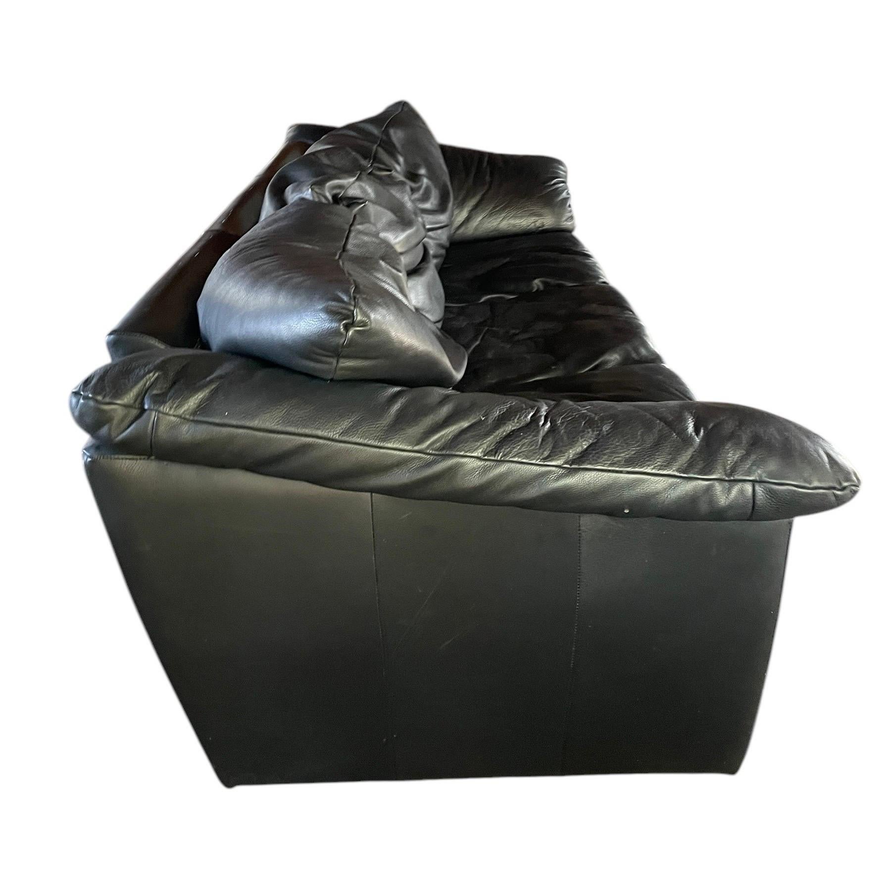 Canapé Postmoderne en Cuir Noir Canapé en Cuir Dans le style de Roche Bobois 10