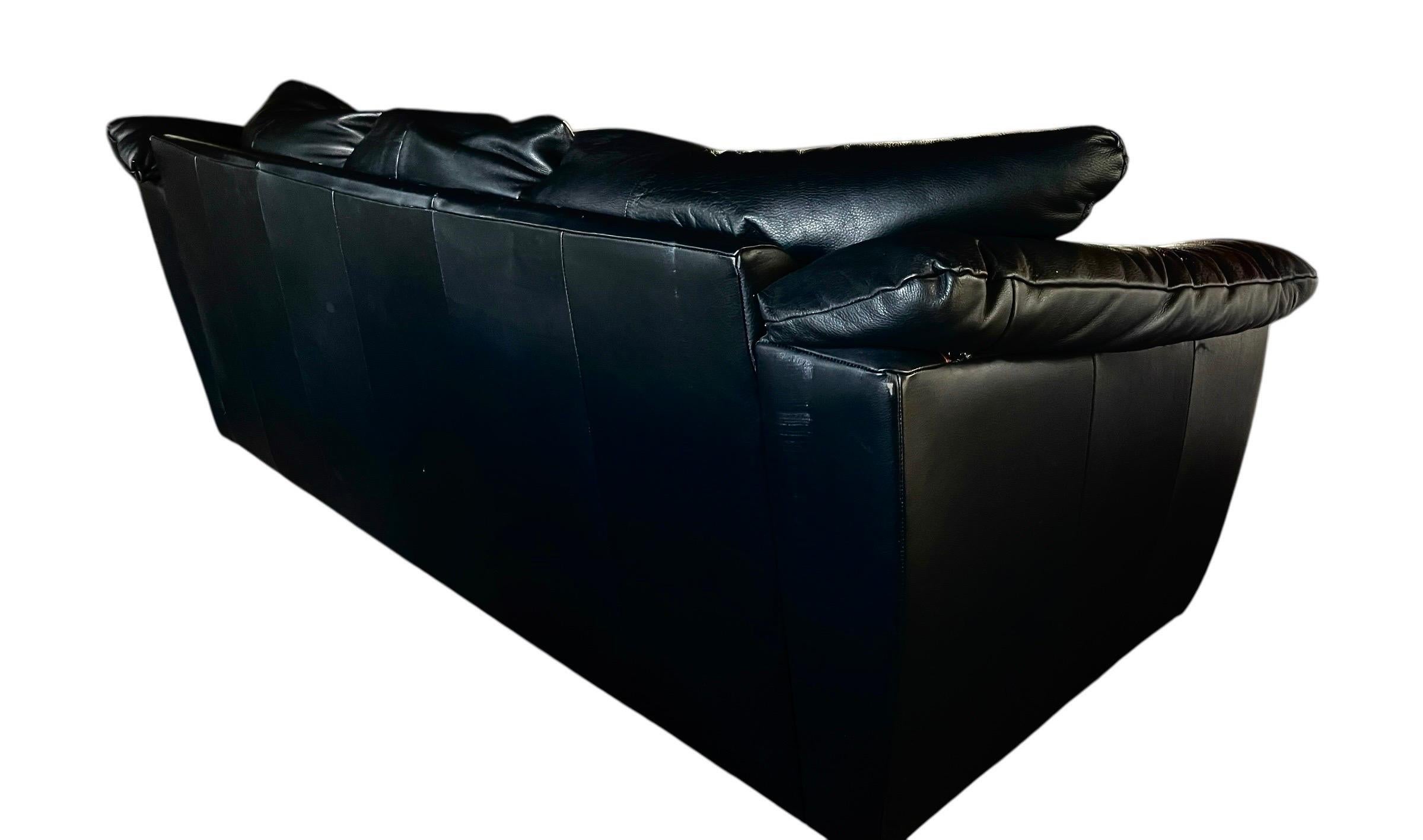 20ième siècle Canapé Postmoderne en Cuir Noir Canapé en Cuir Dans le style de Roche Bobois