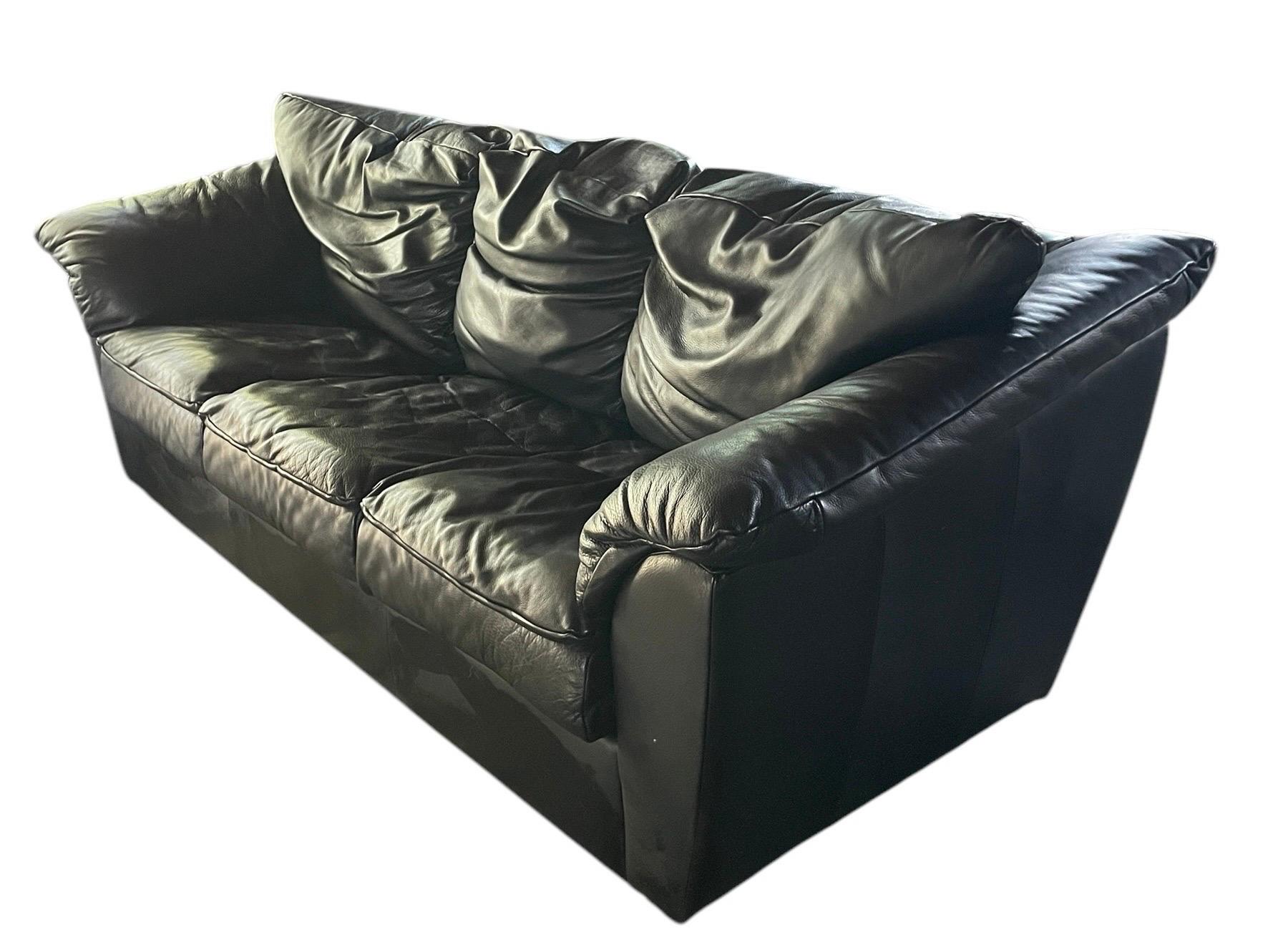 Canapé Postmoderne en Cuir Noir Canapé en Cuir Dans le style de Roche Bobois 2