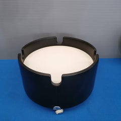 Black Leather Dilly Dally Pouf by Luigi Massoni for Poltrona Frau