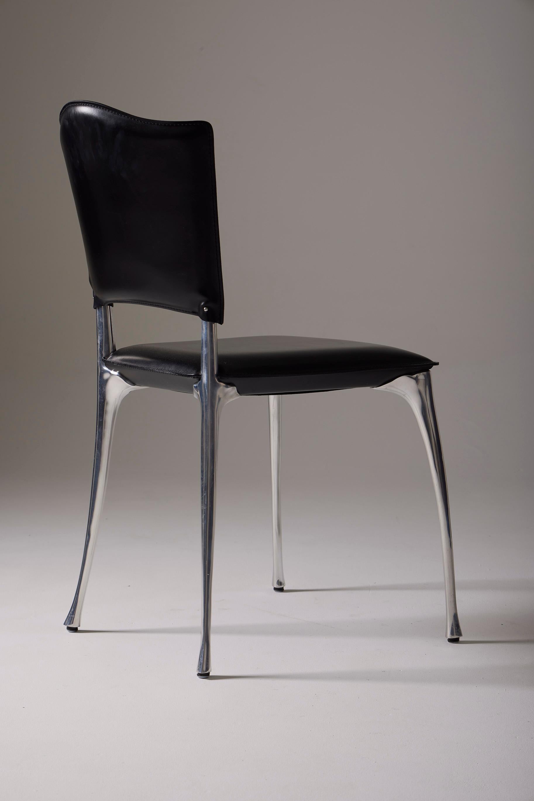 Black leather Protis chair For Sale 5