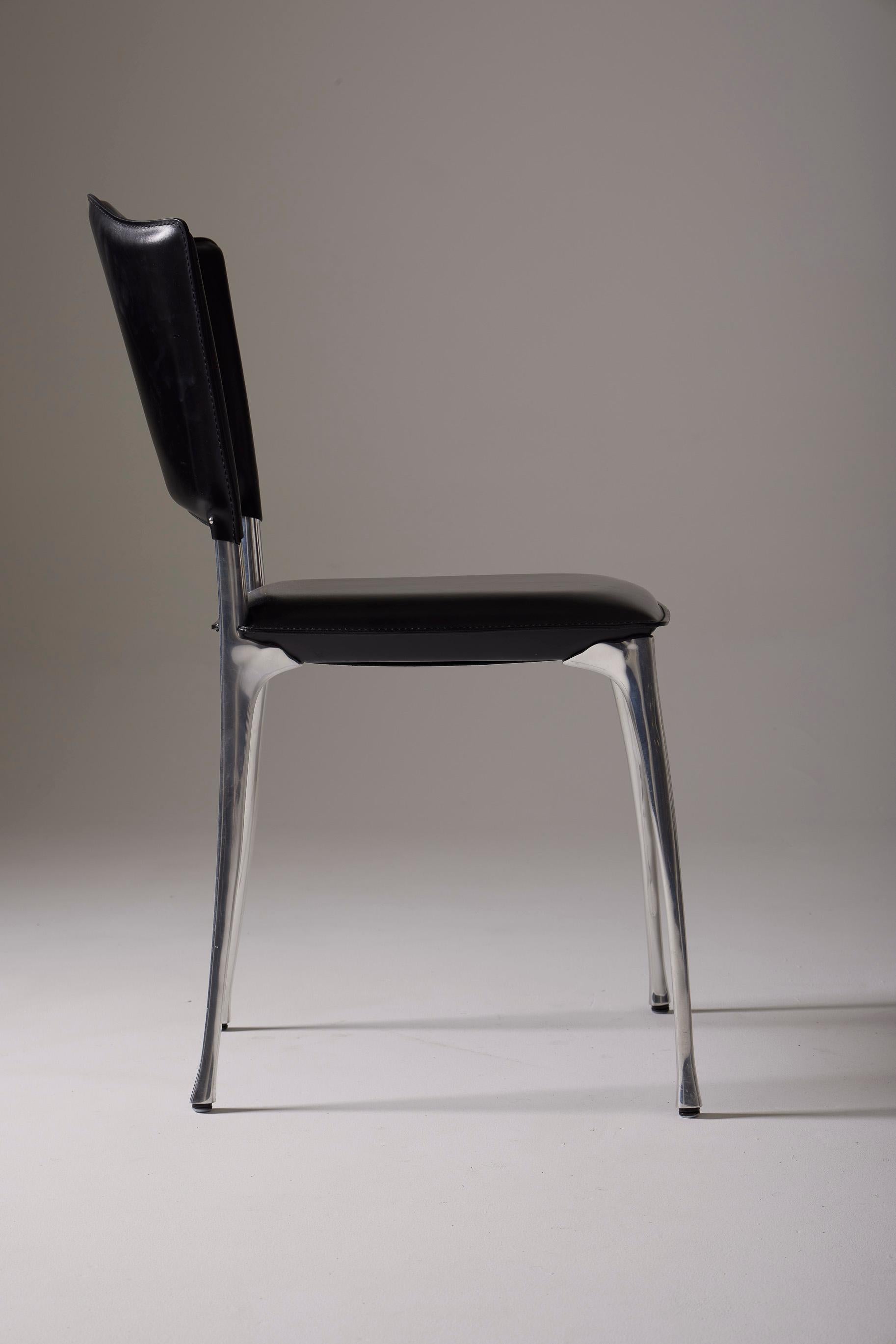 Black leather Protis chair For Sale 6