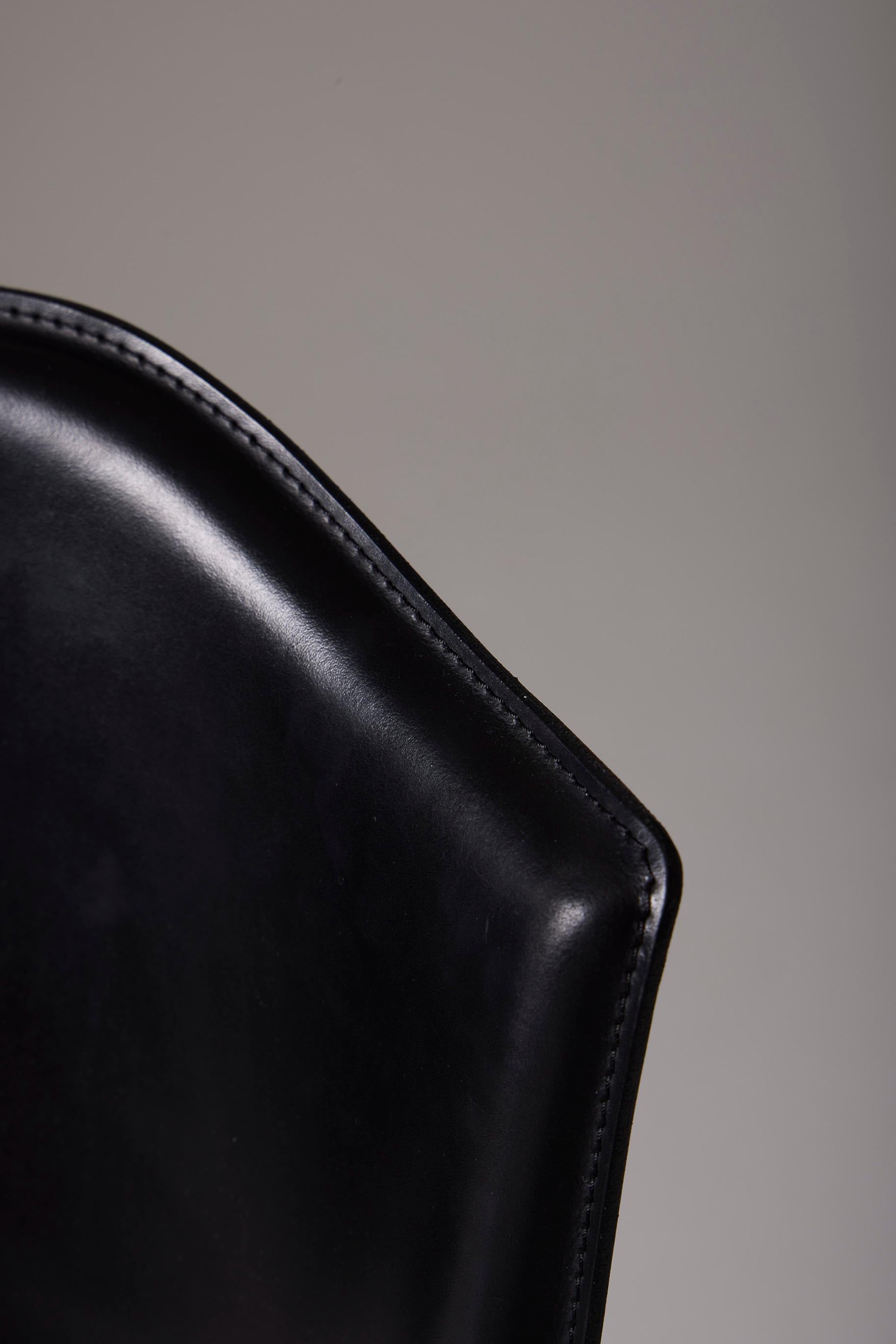 Black leather Protis chair For Sale 8