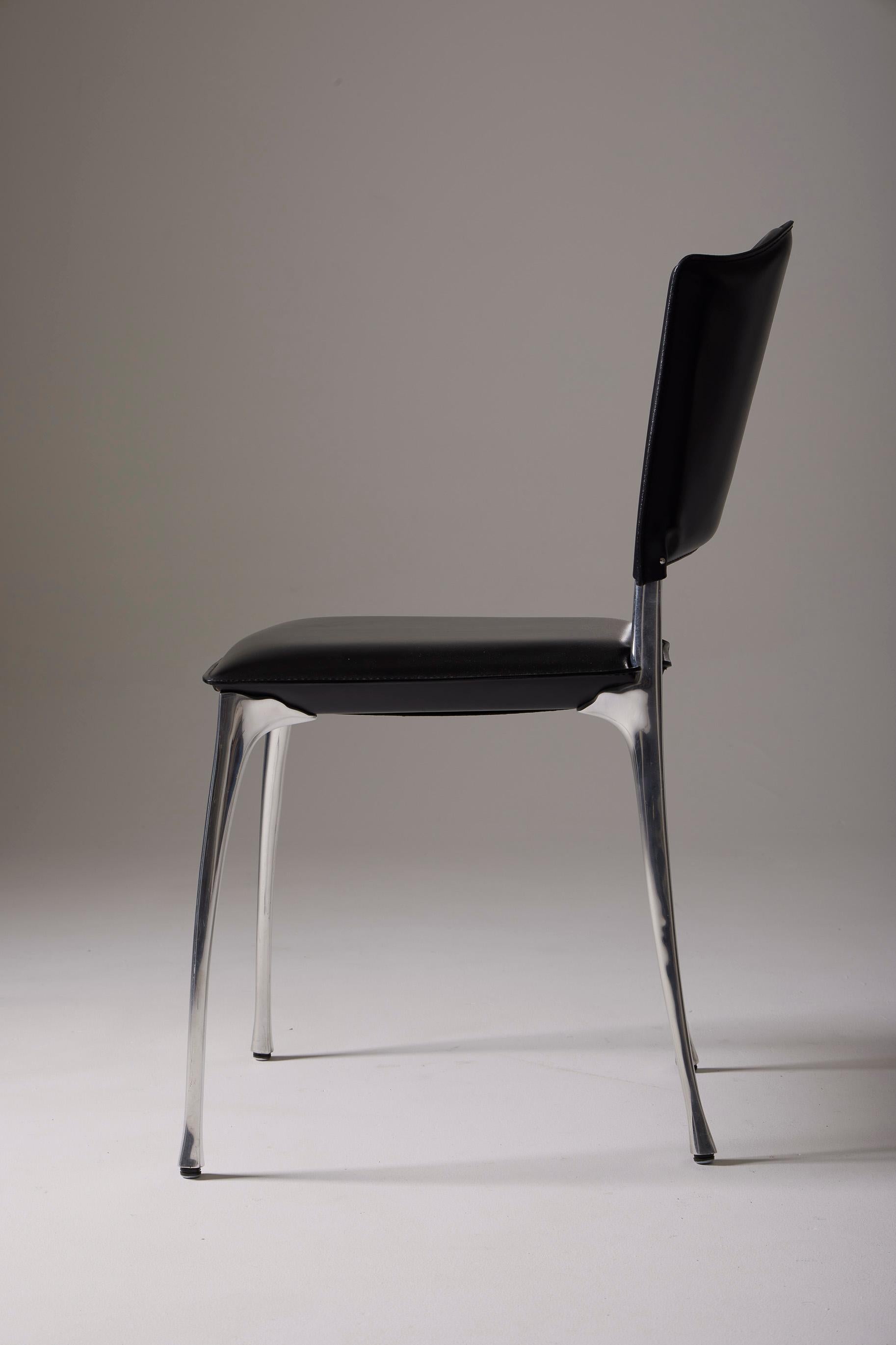 Metal Black leather Protis chair For Sale