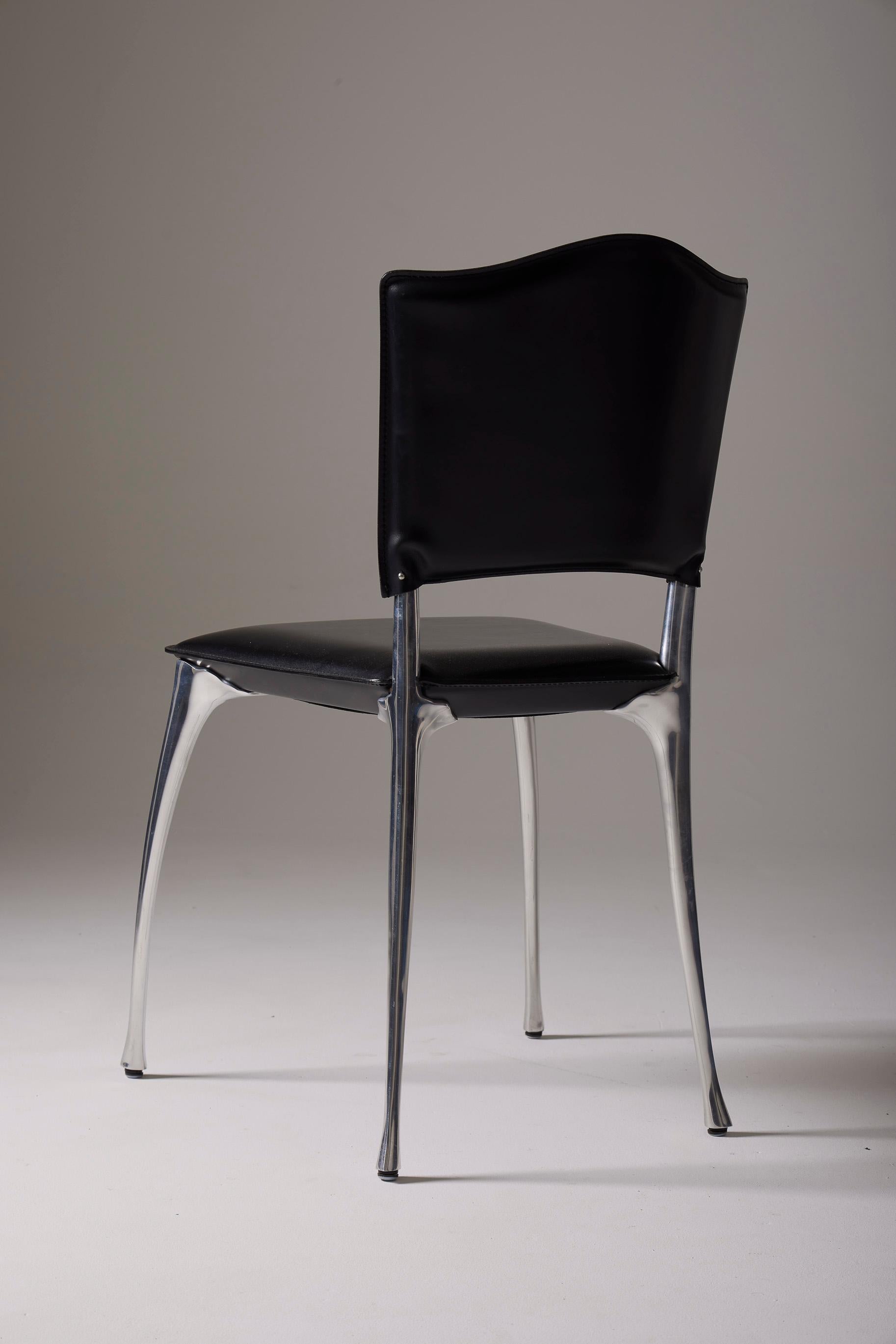 Black leather Protis chair For Sale 1