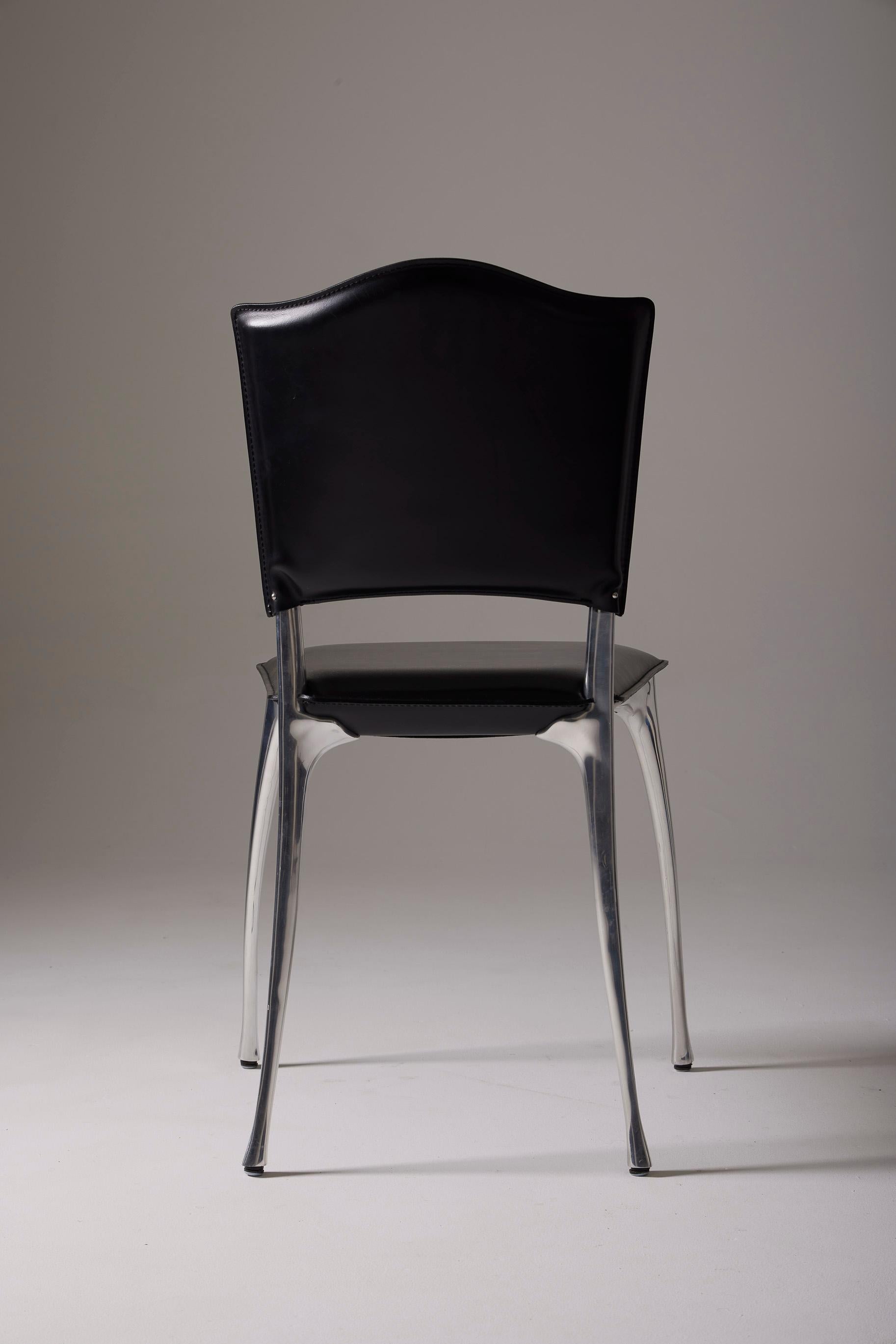 Black leather Protis chair For Sale 2