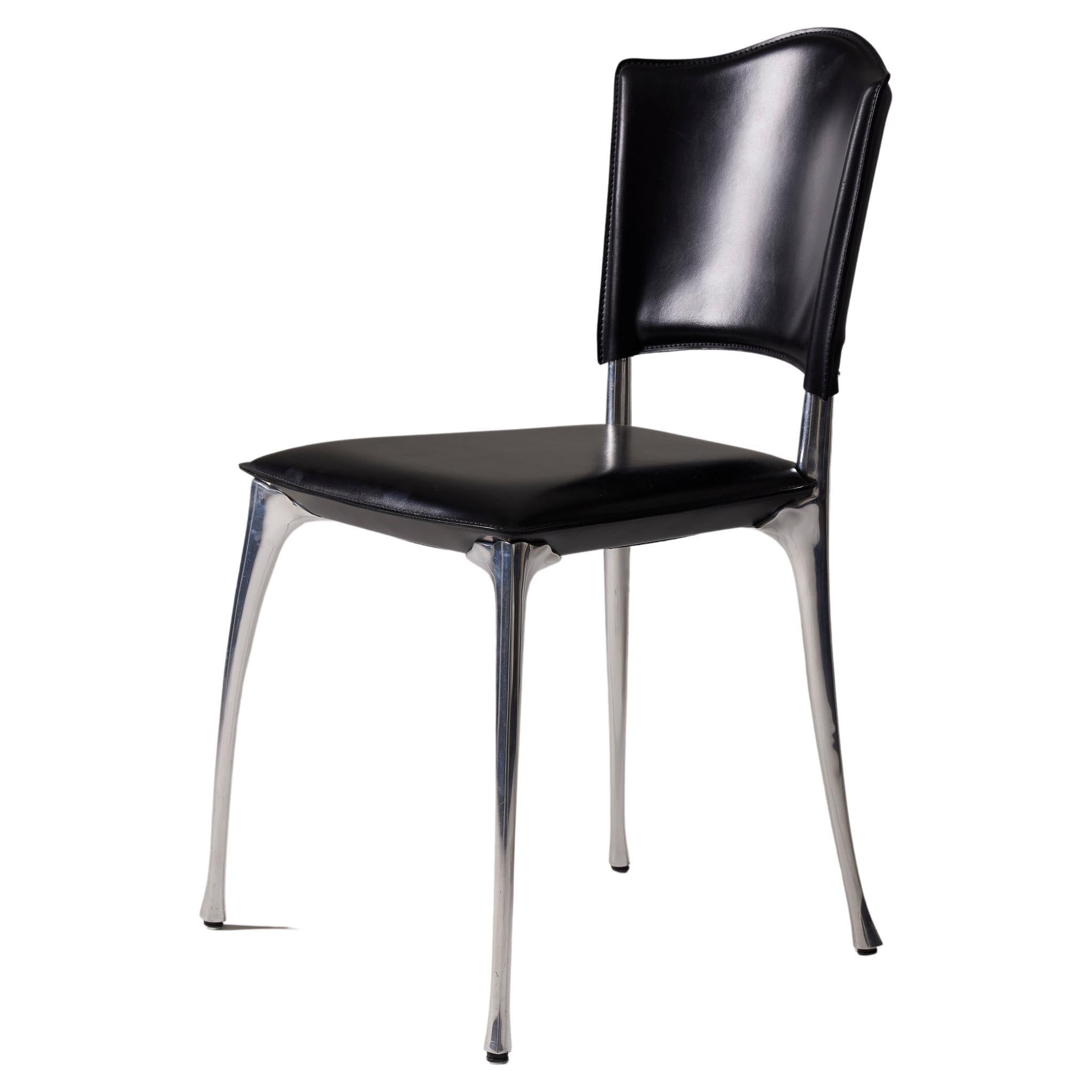 Black leather Protis chair For Sale