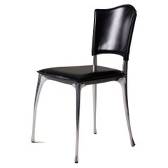 Vintage Black leather Protis chair