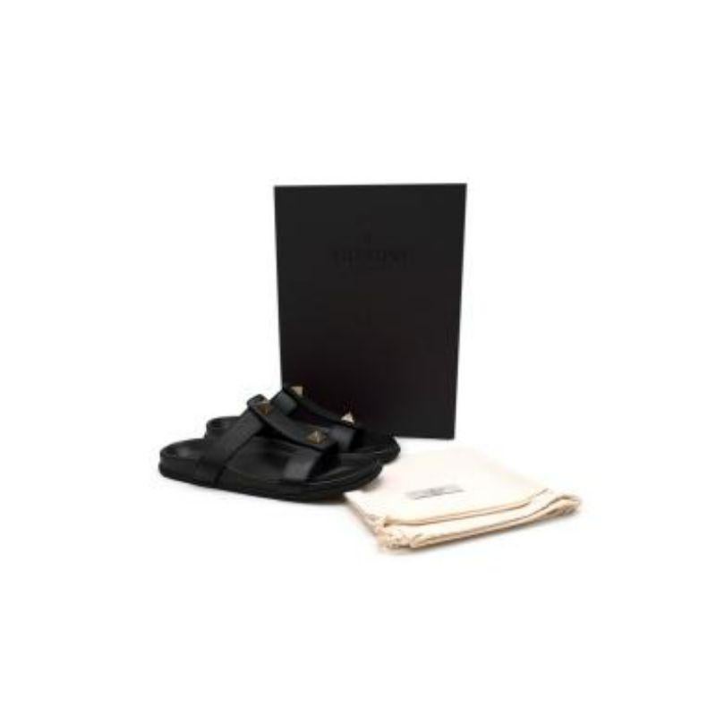 black leather Roman Stud sandals For Sale 2