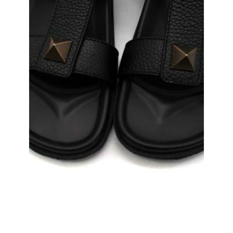 black leather Roman Stud sandals For Sale 3