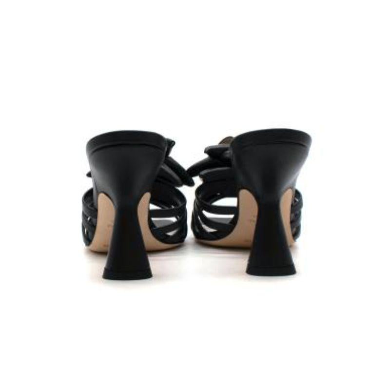 Black leather rosette heeled mules For Sale 1