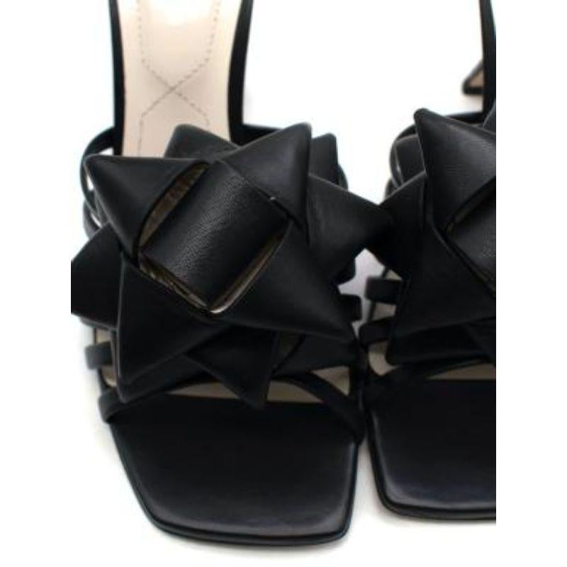 Black leather rosette heeled mules For Sale 2