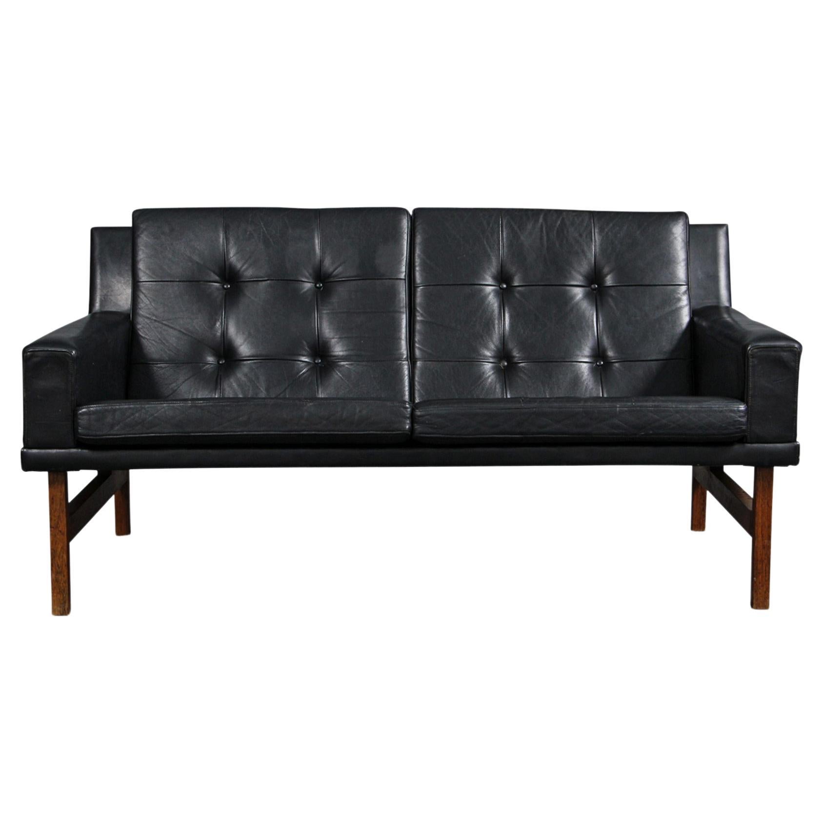 Black Leather Loveseat by Vittorio Valabrega For Sale at 1stDibs