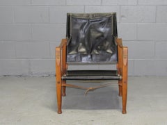 Black Leather Safari Chair by Kaare Klint for Rud Rasmussen