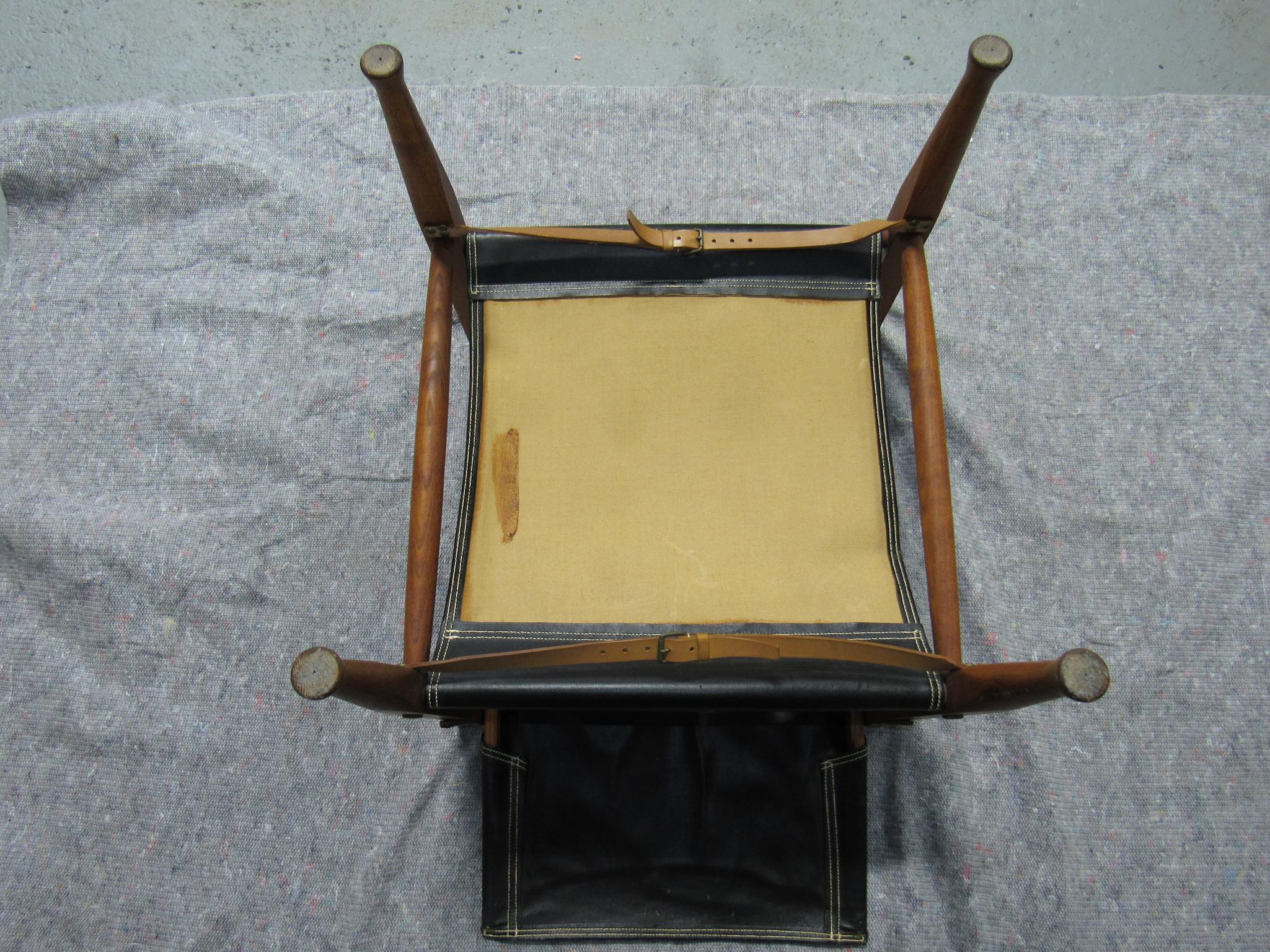 Schwarzer Safari-Stuhl aus schwarzem Leder von Kaare Klint für Rud Rasmussen im Angebot 2