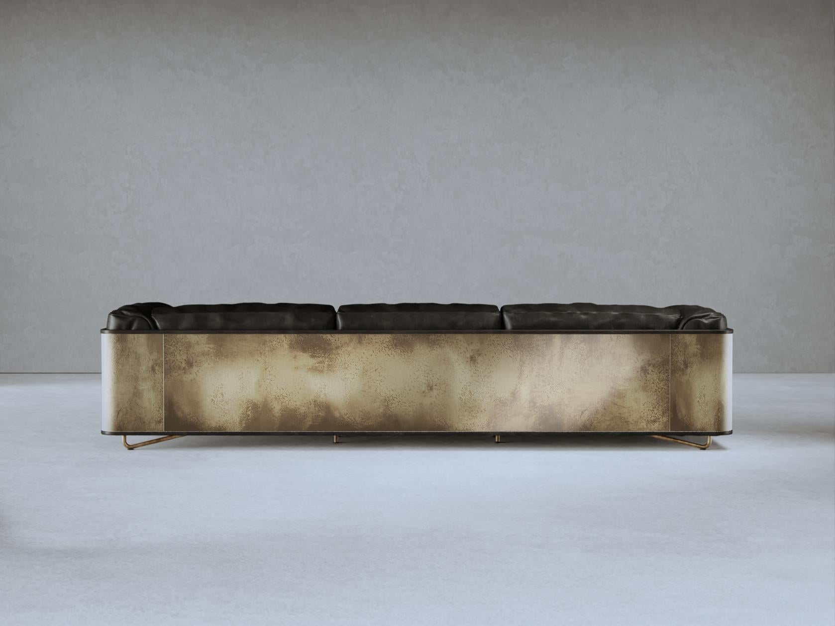 Post-Modern Black Leather Saint Germain Sofa by Gio Pagani For Sale