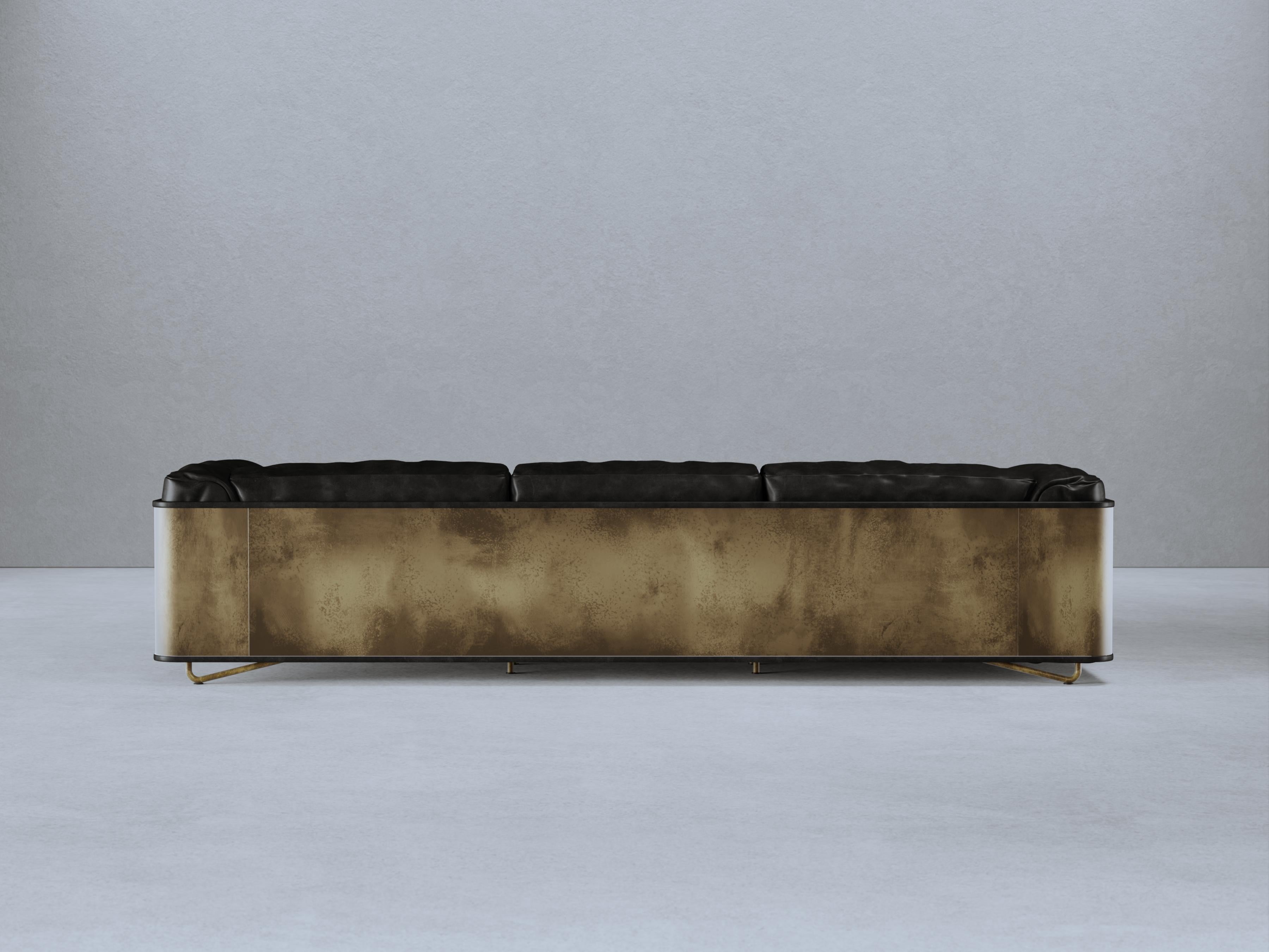 Contemporary Black Leather Saint Germain Sofa by Gio Pagani For Sale