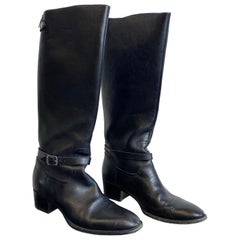 Bottes en cuir noir Saint Laurent